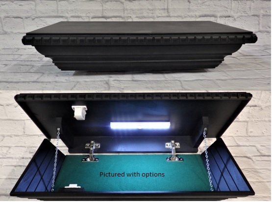 LimaCharlie concealment floating shelf with hidden drop-down compartment